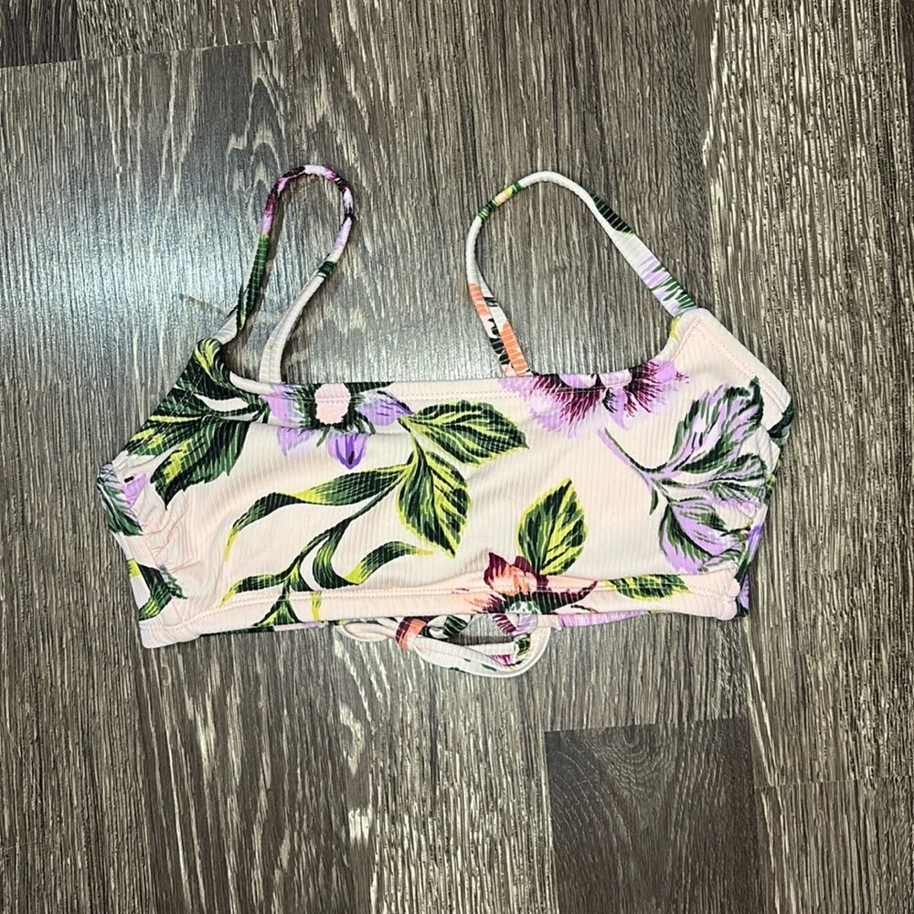 Xhilaration Floral Bikini Top - Pink and Green - Picture 1 of 5